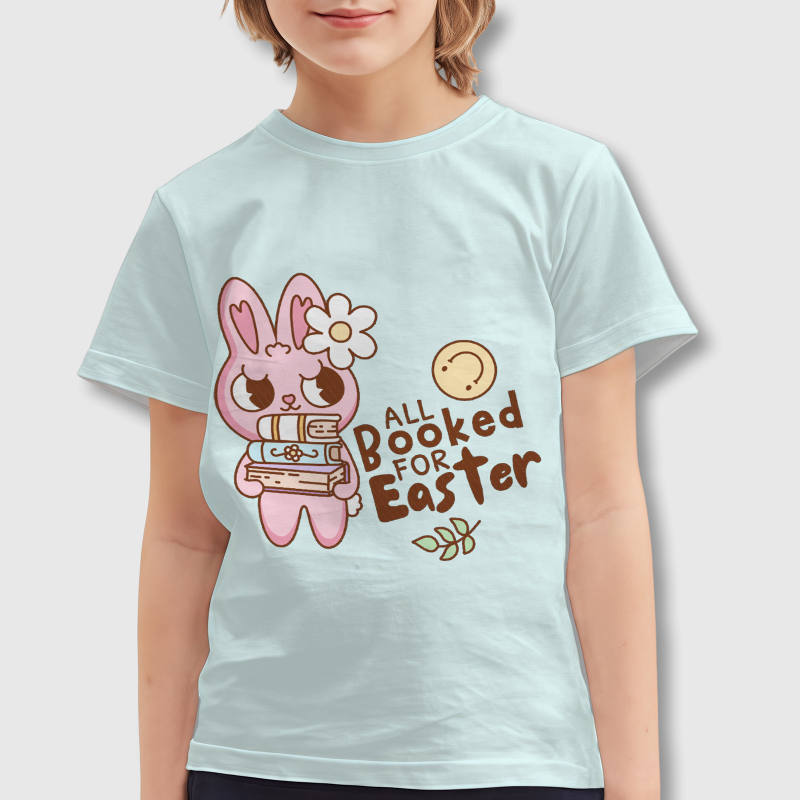 Cute Reading Bunny Kids T-Shirt for Easter Gift