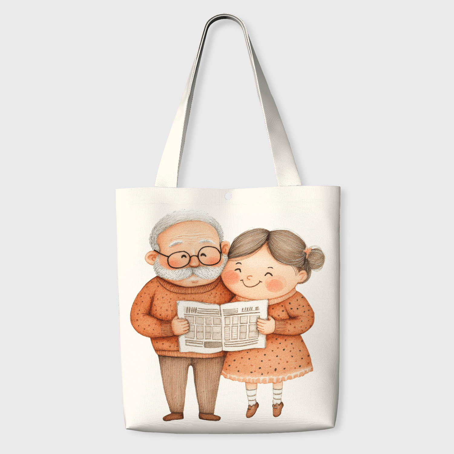 Grandparent Newspaper Canvas Tote for Grandparents Gift