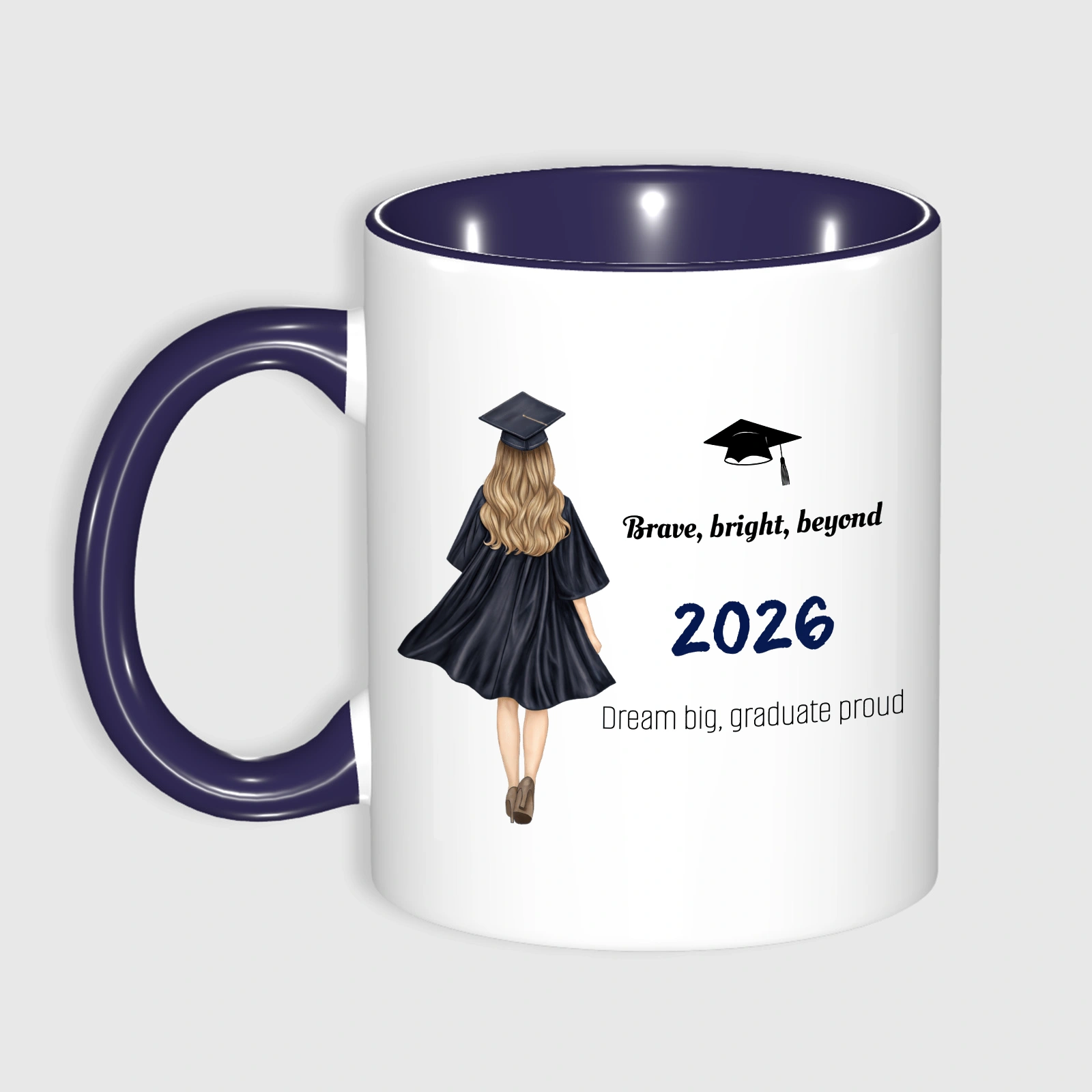 Personalized 2026 Graduation Gift 11oz Blue Accent Mug For High School & College Grads