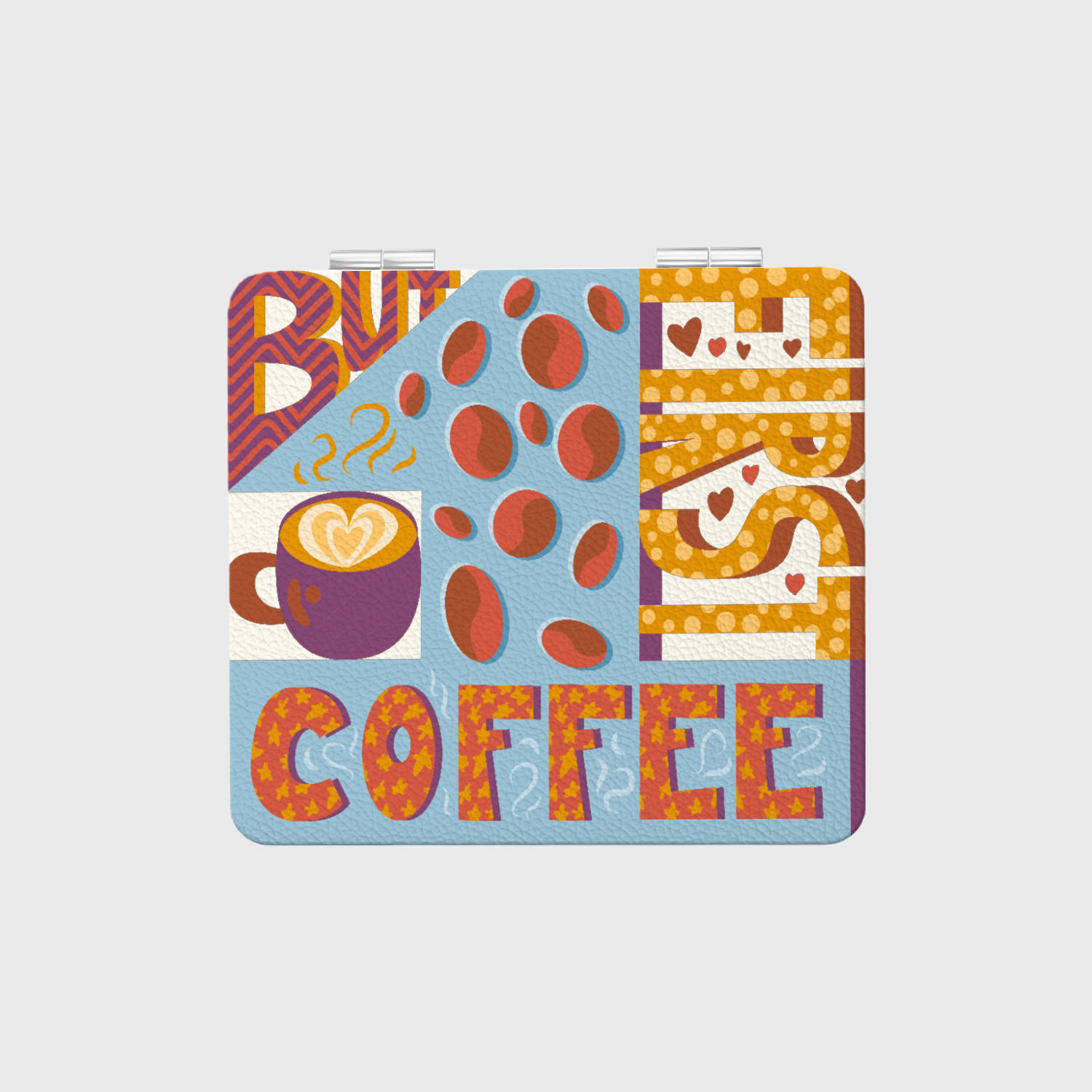 But First Coffee Pocket Makeup Mirror for Coffee Lovers Gift
