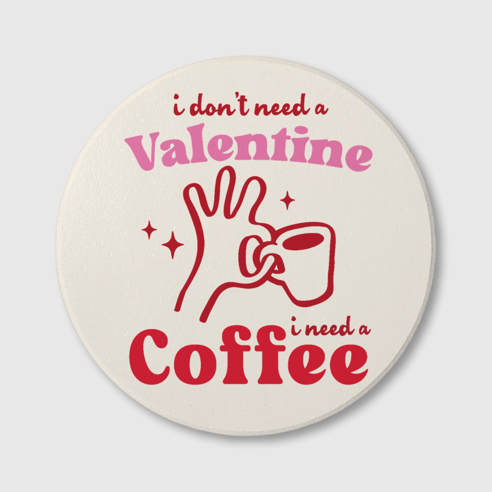 Retro Valentine Coffee Quote Ceramic Coaster for Coffee Lovers Gift