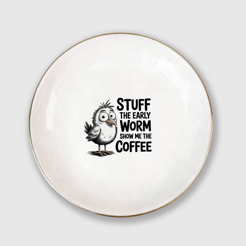 Funny Coffee Bird Ceramic Jewelry Tray for Coffee Lovers Gift