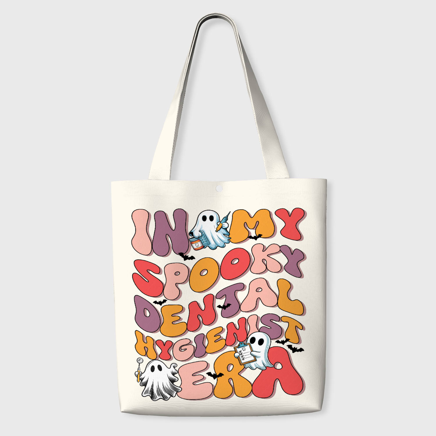 Spooky Ghost Dental Hygienist Tote Bag for Halloween Gift