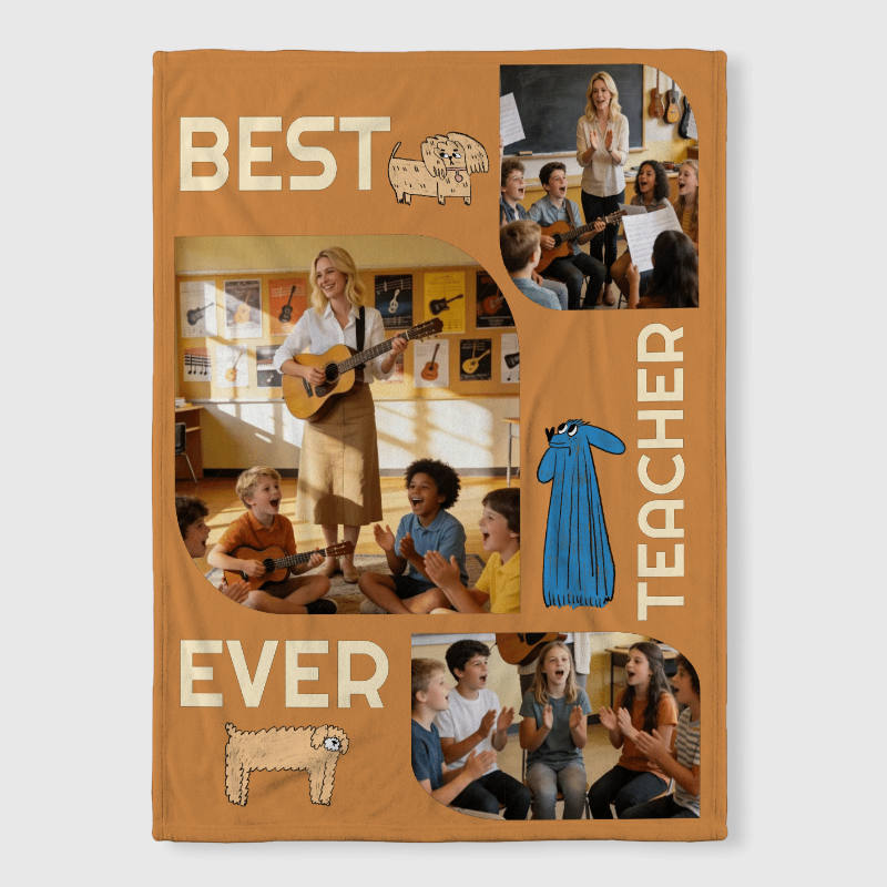 Custom Photo Dog Fleece Blanket for Teacher Appreciation Gift