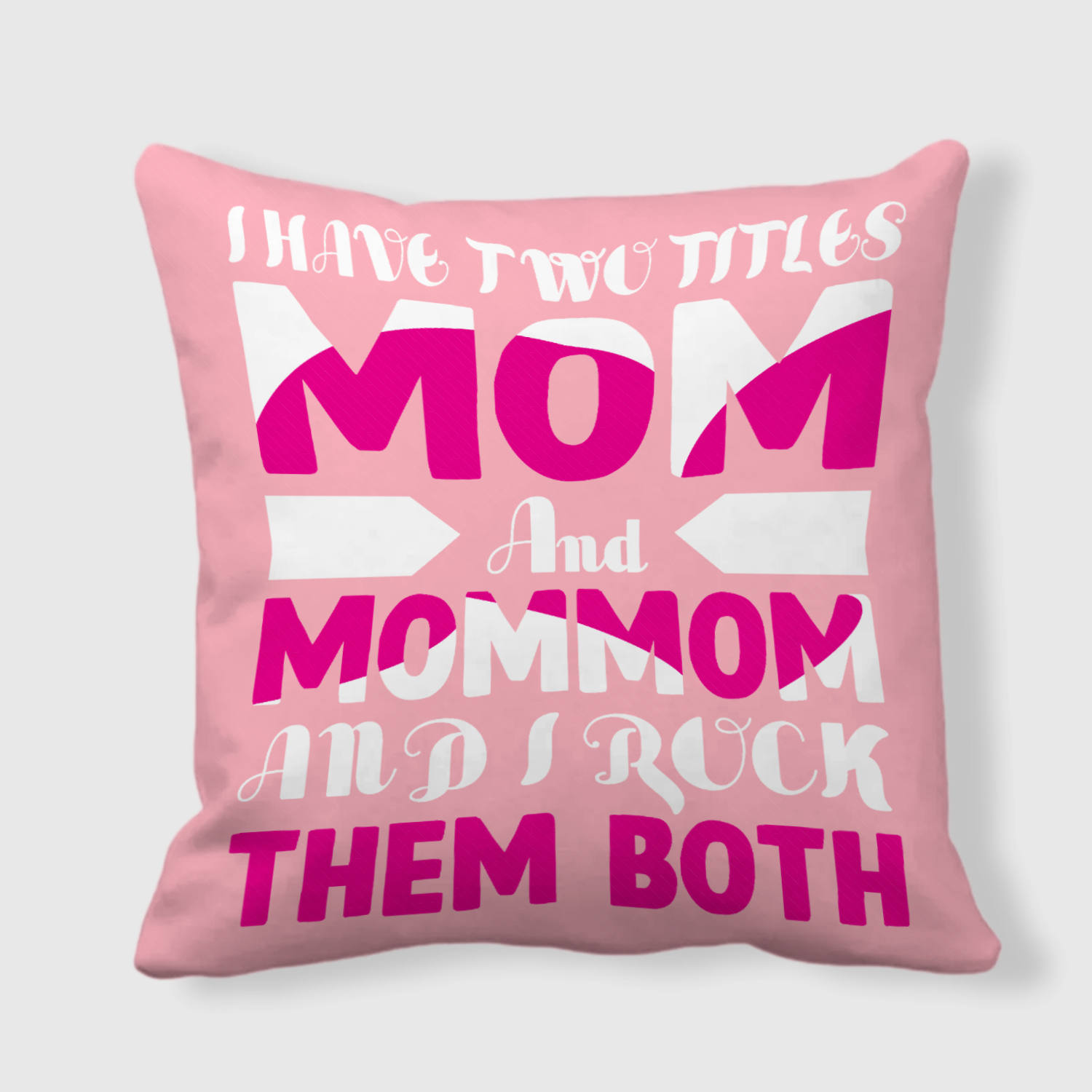 Double Sided Mom & MomMom Throw Pillow Cute Gift for Grandma for Mother's Day & Birthdays