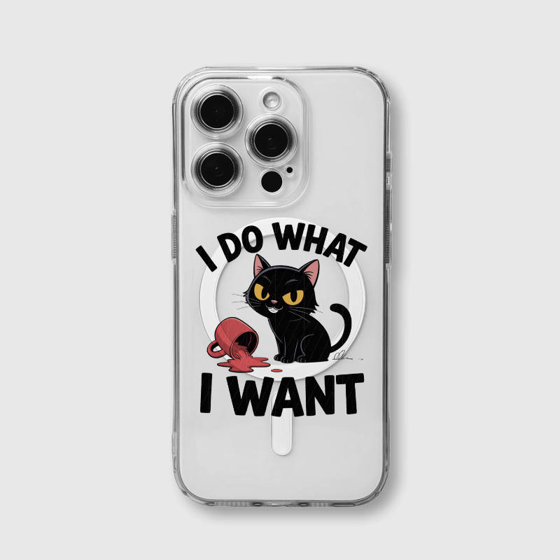 Sassy Black Cat Clear MagSafe iPhone Case | Funny Cat Lover Gift for Birthday Holiday