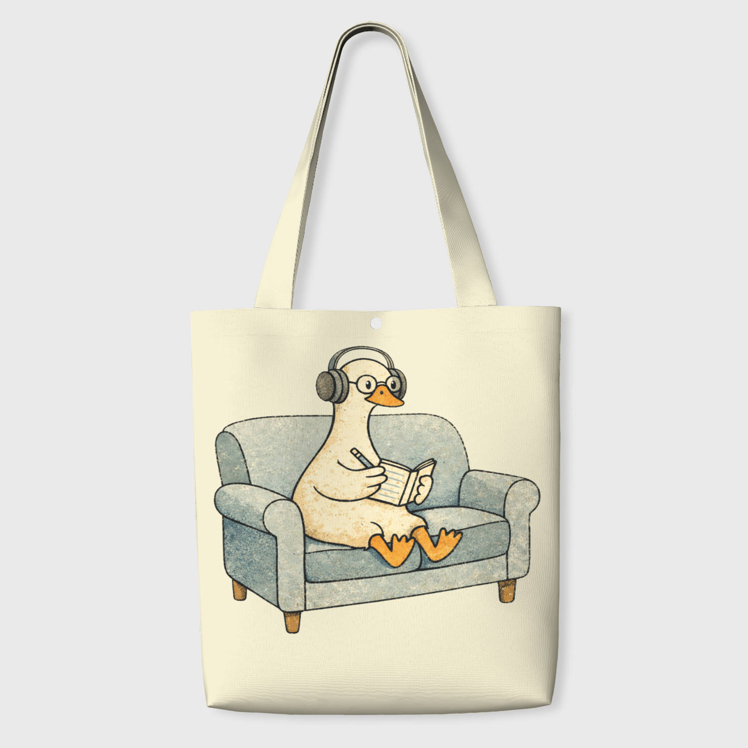 Cute Study Duck Polyester Tote Bag for Students Back to School