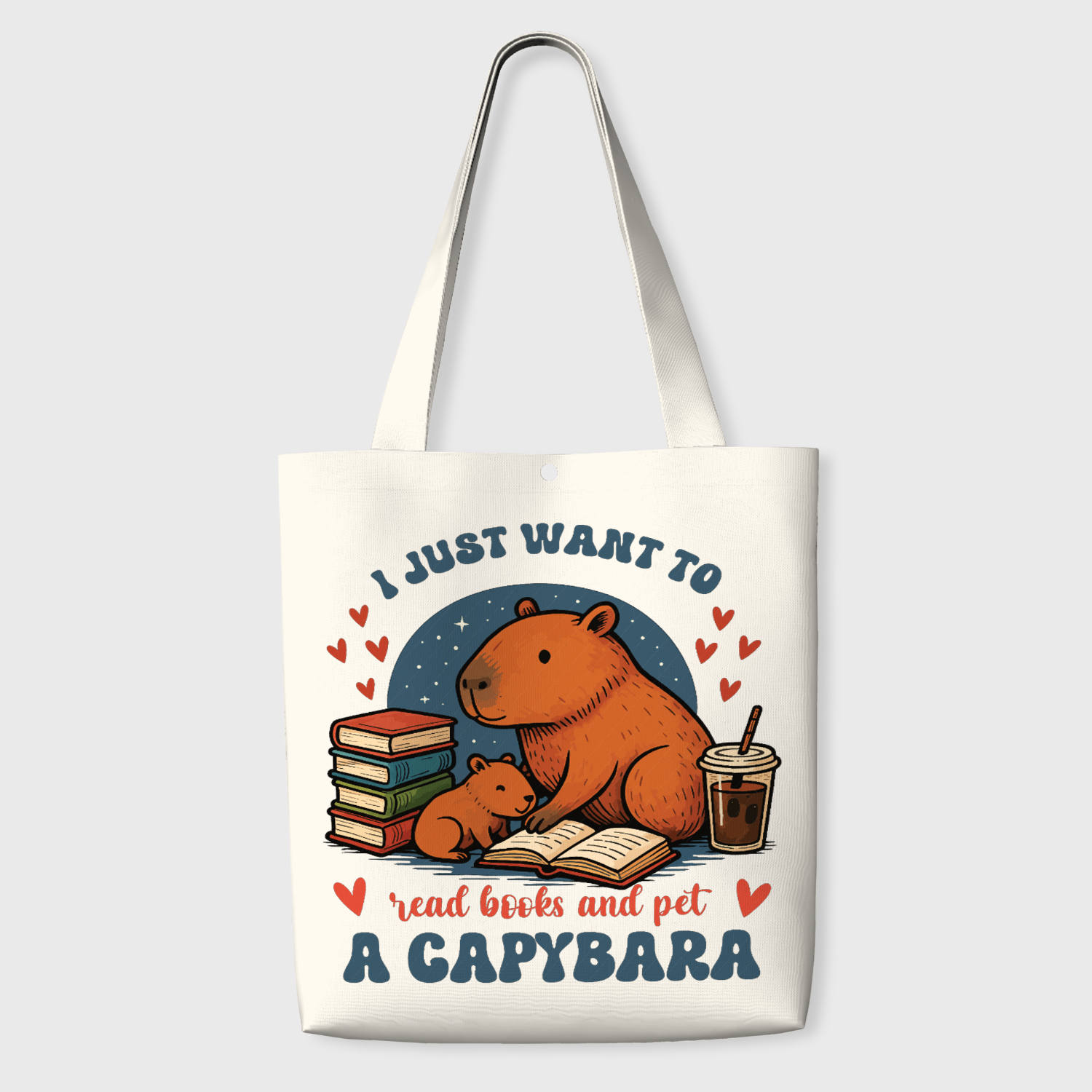 Cute Capybara Reading Tote Bag for Pet Lovers Daily Use