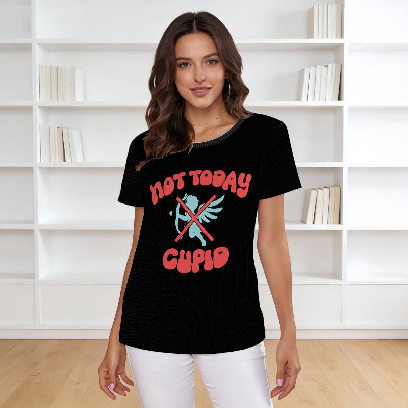 Funny 'Not Today Cupid' T-Shirt for Women Valentine's Casual Wear