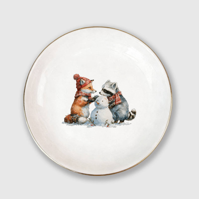 Cute Fox Raccoon Jewelry Tray for Pet Lovers Xmas Gift