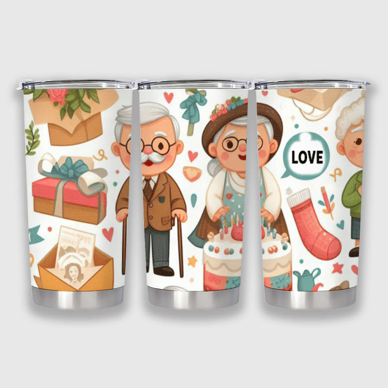 Cute Grandparents Cartoon Insulated Tumbler for Grandparent Gifts
