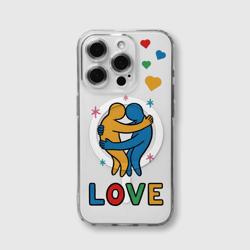 Love Hug LGBTQ+ MagSafe Clear iPhone Case for Valentine's Gifts