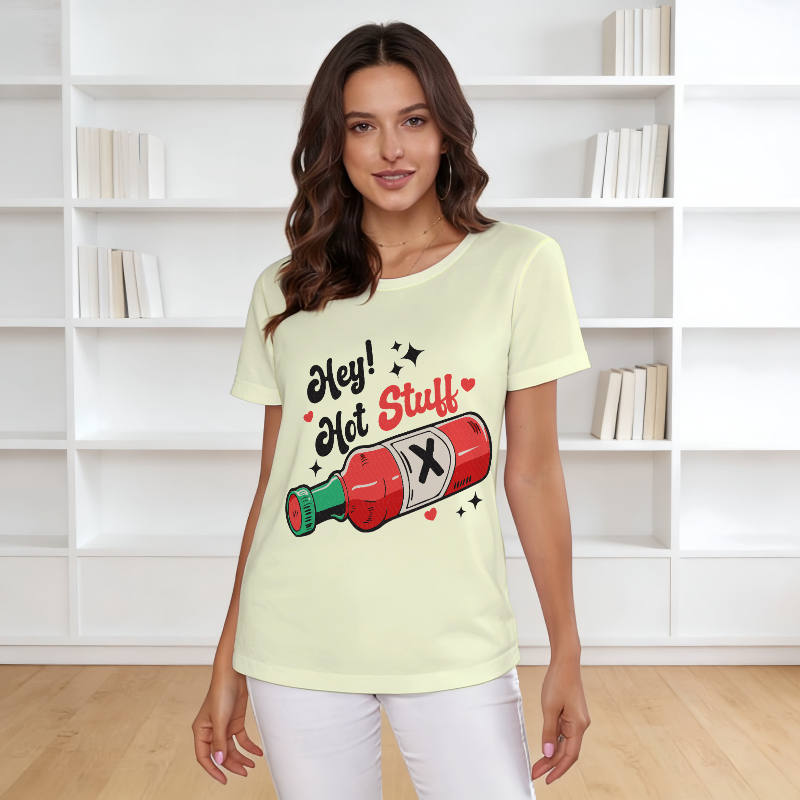 Funny Hot Sauce Print Women's T-Shirt for Valentine's Gift
