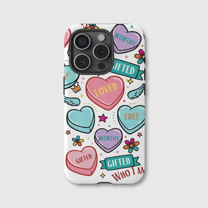 Affirmation Hearts Magnetic iPhone Case - Gift for iPhone 15/16/17 Series, MagSafe Compatible