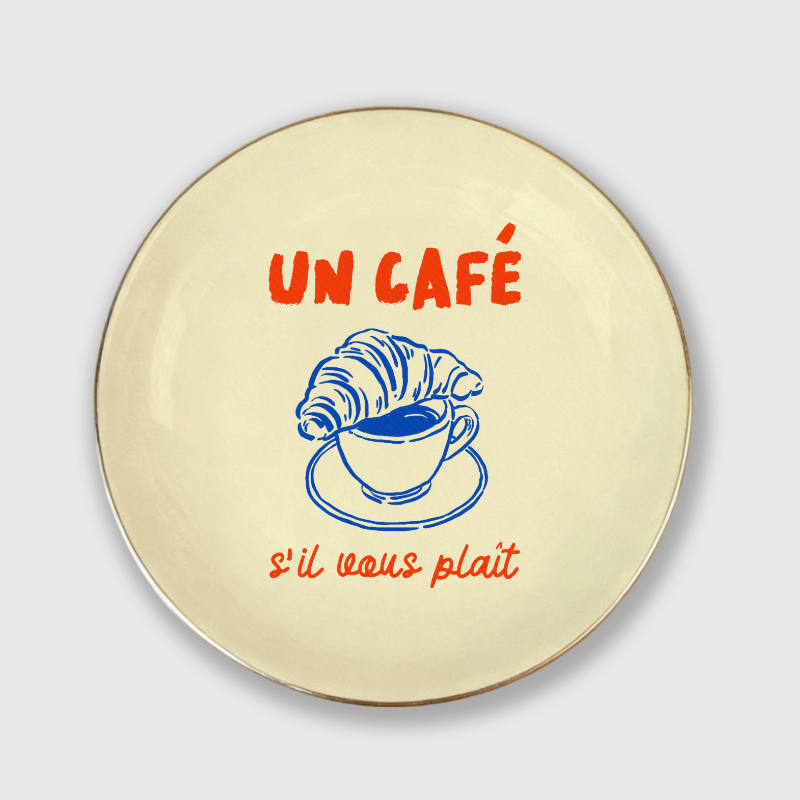 French Coffee Croissant Trinket Dish for Coffee Lovers Gift