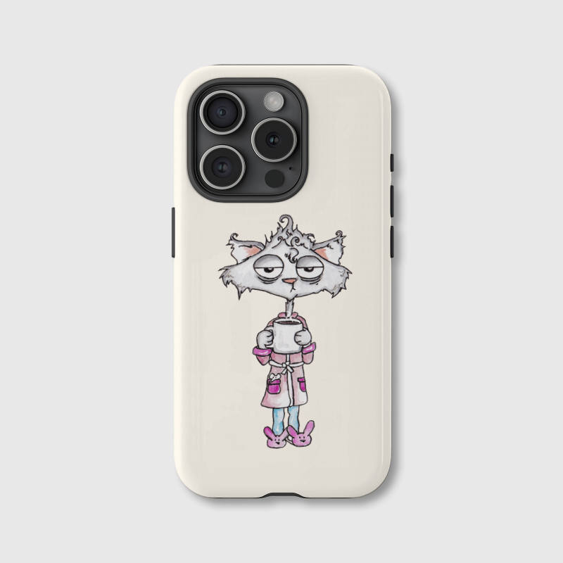 Sleepy Coffee Cat Magnetic Phone Case for Cat Lovers Daily Use