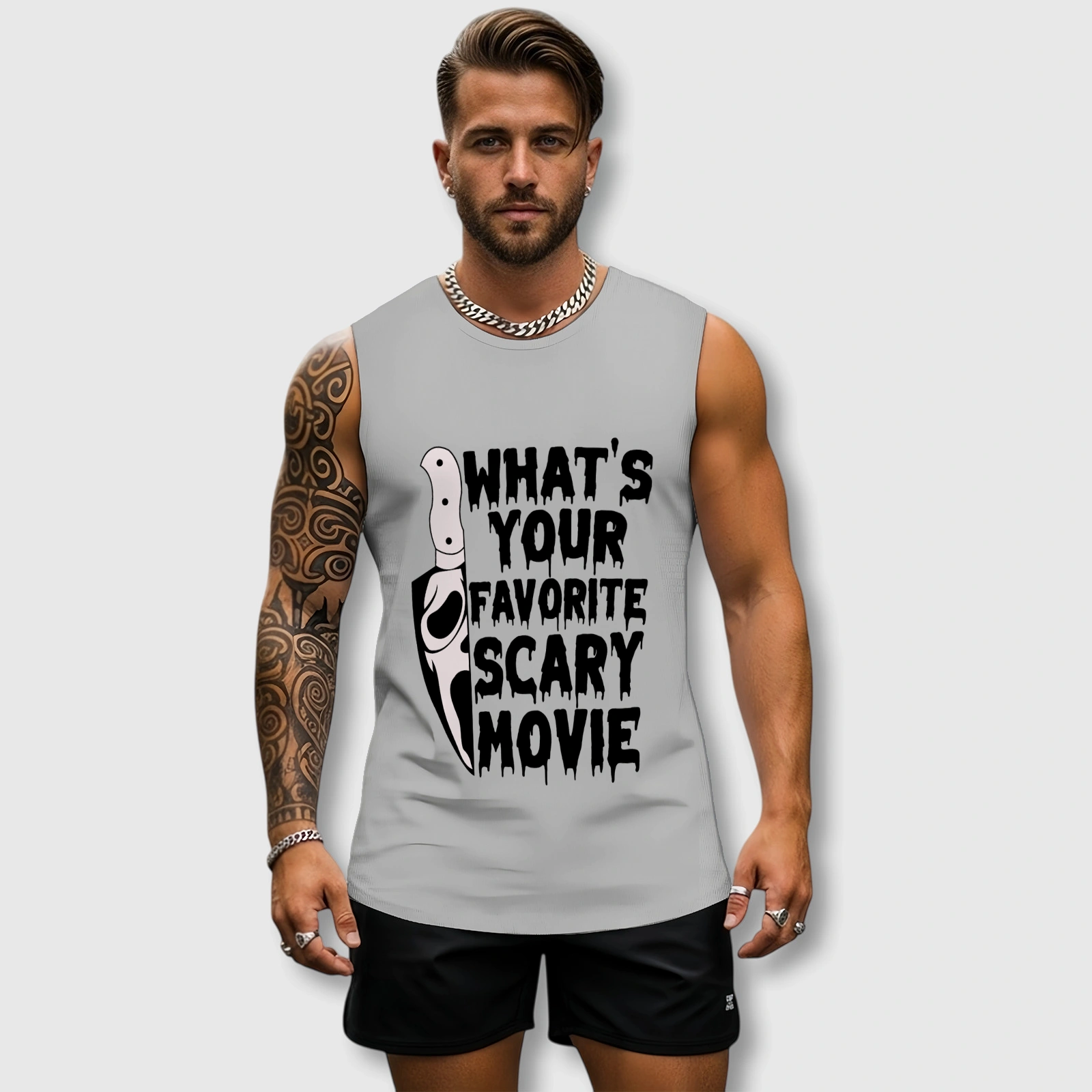 Ghost Face Scary Movie Tank Top for Gym & Halloween