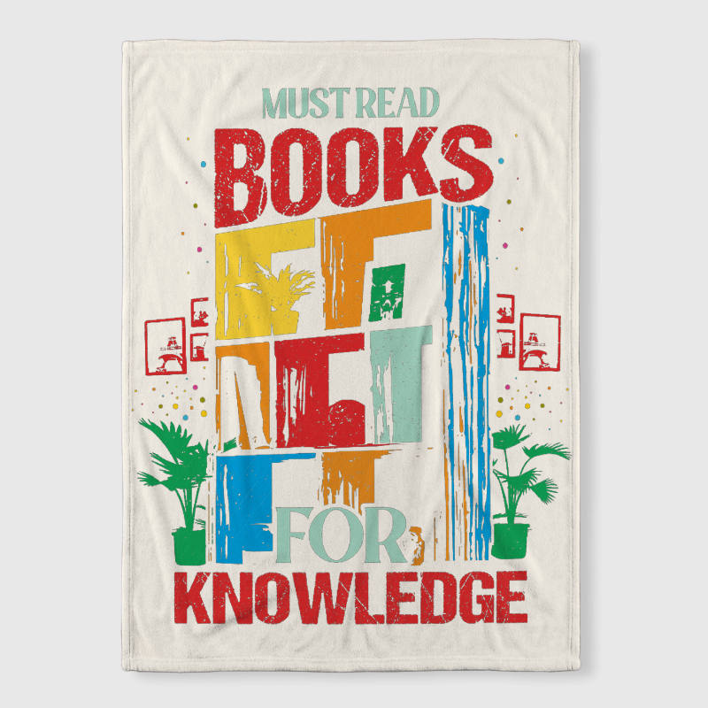 Books Knowledge Quote Fleece Blanket for Book Lovers Gift
