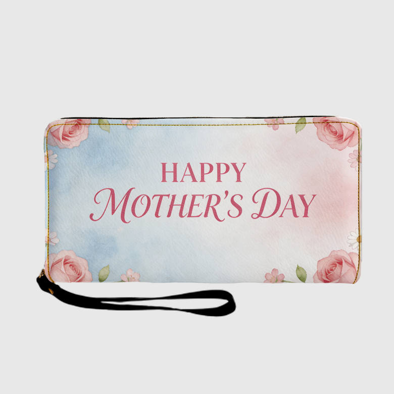 Floral Happy Mother's Day Wristlet Clutch Wallet for Mom