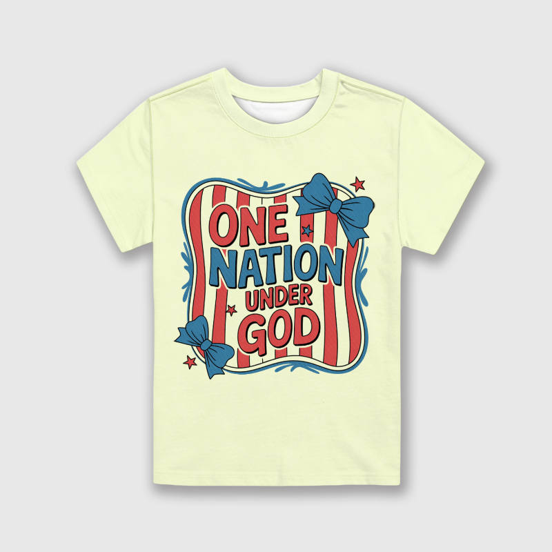 One Nation Under God Patriotic Kids T-Shirt for 4th July