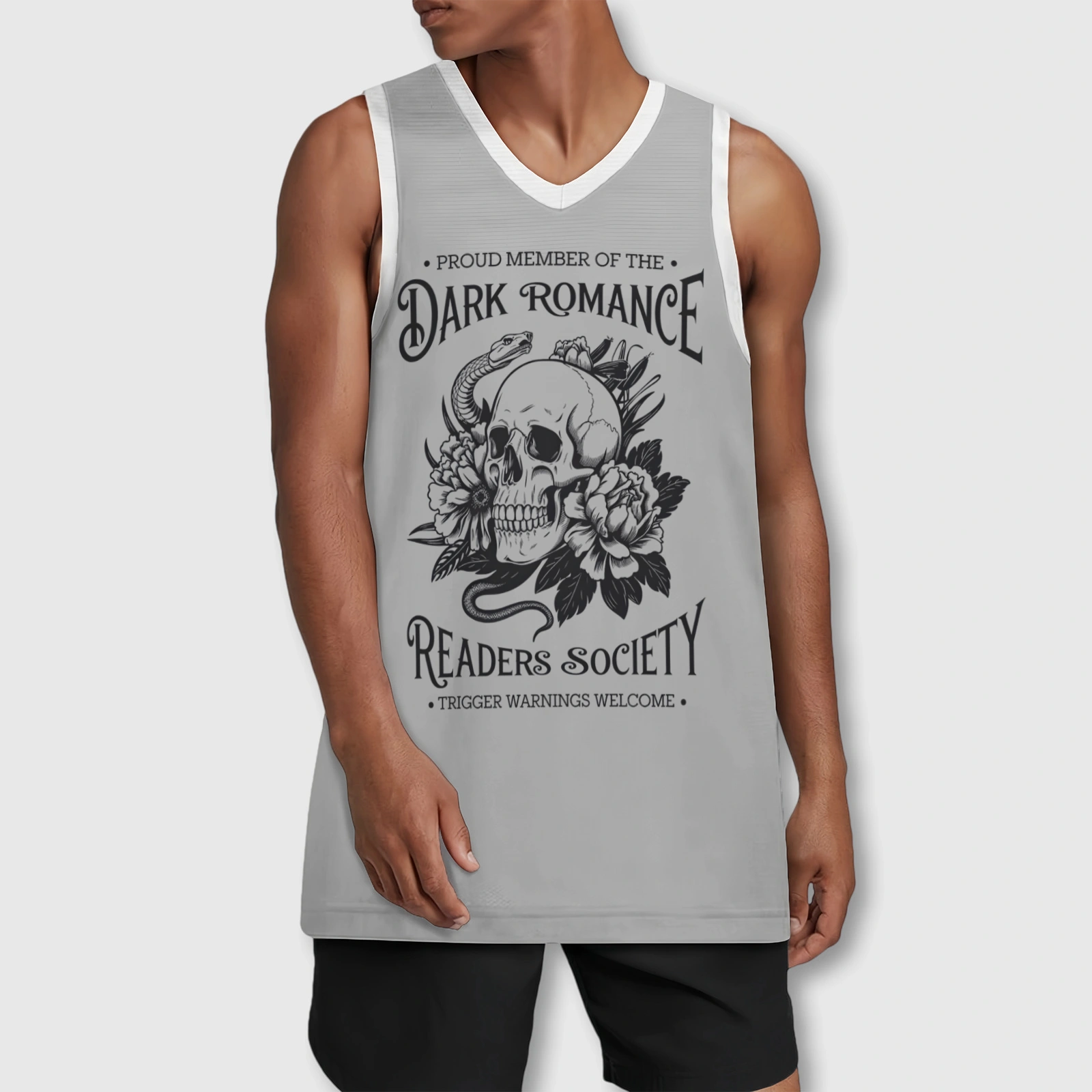Dark Romance Skull Basketball Jersey for Book Lovers Gift