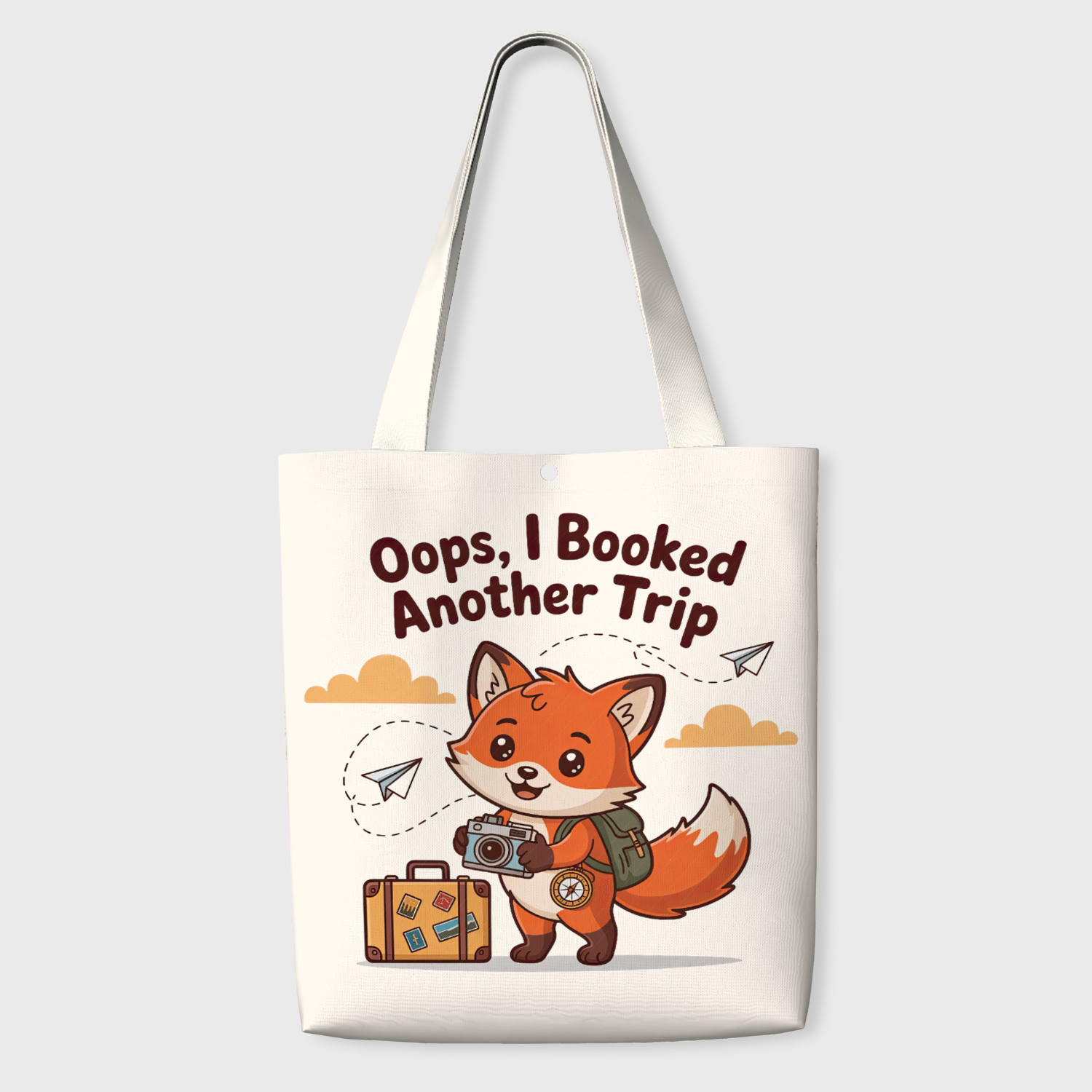 Cute Travel Fox Tote Bag for Travel Lovers Daily Use