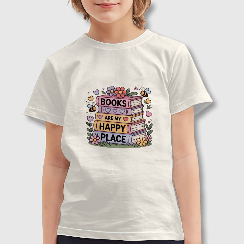 Floral Book Quote Kids Tee for Young Readers Back to School
